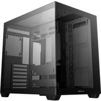 Black DeepCool CG530 Midi Tower with tempered glass side panel and multiple expansion slots.