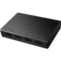 Black DeepCool UH-04 Midi Tower hub with multiple ports and textured surface featuring a subtle logo in the center.