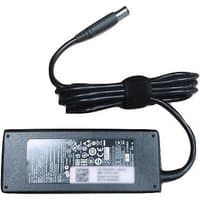 Black Dell 0W6KV power adapter with attached cable and cylindrical connector, featuring a label with specifications.