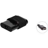 Black Dell 65W AC power adapter with USB Type-C connector and ribbed grip design.