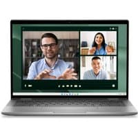 Silver Dell Latitude 7350 laptop with 13.3" screen, Intel Core Ultra 7, featuring a video call display.