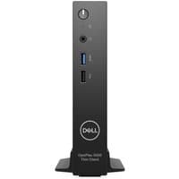 Black Dell OptiPlex 3000 thin client with vertical design, front USB ports, and power button on top.