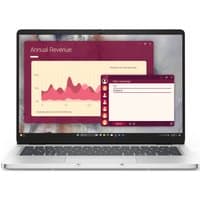 Silver Dell Pro 14 laptop with 14" Full HD+ display, sleek design, and Windows 11 Pro interface visible on screen.