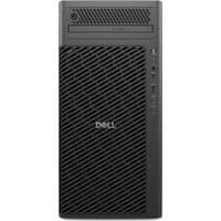 Black Dell tower PC with textured front panel, optical drive slot, and multiple ports on the right side.