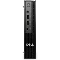 Black Dell Pro QBM1250 Plus Mini PC with vertical vents, front ports, and power button on top.