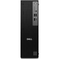 Black Dell slim PC tower with vertical grooves, front USB ports, power button, and Dell logo.