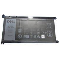 Dell PT3W4 laptop battery, rectangular, silver and black casing, with visible labels and safety icons.