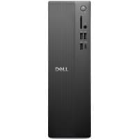 Black Dell Slim ECS1250 desktop tower with vertical grooves, USB ports, and power button on the front panel.