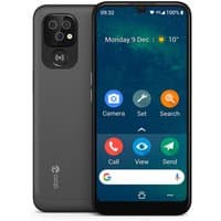 Grey Doro 8100 smartphone with 6.1" screen, dual rear cameras, USB Type-C port, and Android 11 Go interface.