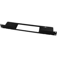 Black Draytek RM1 rack mounting kit with rectangular cutout and side brackets for secure installation.