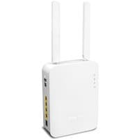 White Draytek V2766AX-K router with dual antennas, four Ethernet ports, and LED indicators on the front panel.