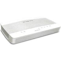 White DrayTek Vigor 2763 ADSL router with vented top, LED indicators, and sleek curved design.