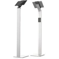 Silver Durable tablet holder with tall, sleek stand and adjustable mount for tablets or UMPCs.