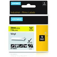 Dymo 1805431 black on yellow vinyl ribbon, 24mm x 5.5m, for Rhino label maker, in branded packaging.