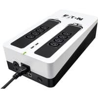 Eaton 3S700I UPS, white and black, 0.7 kVA, 8 AC outlets, compact rectangular design with LED indicators.