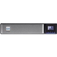 Eaton 5PX2200IRT2UG2BS UPS, black with LCD screen, vented front panel, 10 AC outlets, 2.2 kVA capacity.