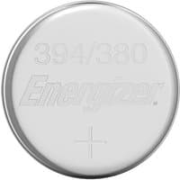 Silver Energizer SR45 watch battery, 1.55 V, engraved with "394/380" and Energizer logo, round and compact design.