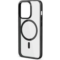Transparent Epico Mag+ Hero phone case with black edges and circular MagSafe design for 6.1-inch device.