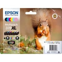 Epson 378XL ink cartridge multipack with squirrel image, includes black, cyan, magenta, yellow, light cyan, light magenta.