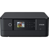 Black Epson Expression Premium XP-6100 inkjet printer with LCD screen and control panel, compact design.