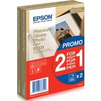 Epson Premium Glossy Photo Paper, 10x15cm, 2 packs of 40 sheets, promo label, photo print on package.
