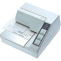 Compact Epson TM-U295 printer, light gray, with control buttons and paper slot, serial connection, no power supply.