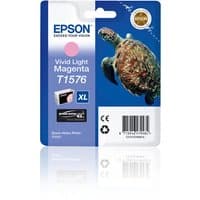 Epson Turtle T1576 ink cartridge in vivid light magenta, blue packaging with turtle image and XL size label.