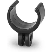 Black Exposure helmet light clip with curved design and dual mounting holes for GoPro attachment.