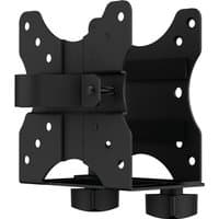Black Fellowes CPU holder with adjustable brackets and multiple mounting holes for secure attachment.