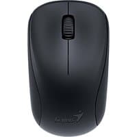 Black Genius NX-7000 wireless mouse, ambidextrous design, scroll wheel, BlueEye sensor, 1200 DPI.