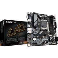 Black Gigabyte A620M DS3H motherboard with PCIe 4.0 M.2 slot, DDR5 RAM slots, and USB 3.2 Gen 1 ports.