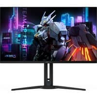 GIGABYTE AORUS FO32U2 32” OLED Gaming Monitor with slim bezels, sturdy stand, and vibrant display showing a robot.