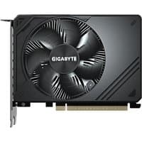 Black Gigabyte RTX 5050 graphics card with large cooling fan, PCI-E 5.0 interface, dual DP and HDMI ports.