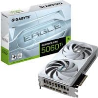 GIGABYTE RTX 5060 Ti EAGLE OC ICE graphics card, dual fans, silver casing, 3 DisplayPorts, 1 HDMI, PCI-E 5.0.