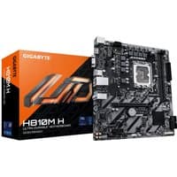 GIGABYTE H810M H motherboard, black with silver accents, features DDR5 slots, PCIe 4.0 M.2, and USB 3.2 ports.