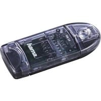 Transparent Hama USB card reader in anthracite with visible circuitry and compact design.