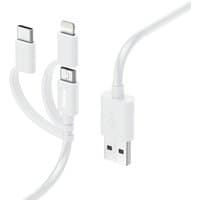 White Hama USB 2.0 cable, 1m, with USB A to Micro-USB B connectors, sleek design.