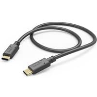 Black Hama USB 2.0 cable, 1 meter, with USB-C connectors on both ends.