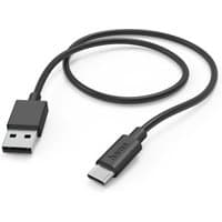 Black Hama USB 2.0 cable, 1m length, with USB A to USB C connectors, sleek design.