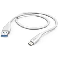 White Hama USB 2.0 cable, 1.5m length, with USB A to USB C connectors, sleek design with blue detailing on USB A end.