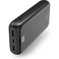 Anthracite Hama power bank, 24000 mAh, Lithium Polymer, with digital display and multiple USB ports.