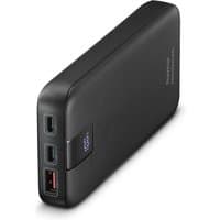Anthracite Hama power bank, 20000 mAh, Lithium Polymer, with USB ports and LED indicator.