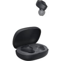 Black and grey Hama Freedom Buddy TWS in-ear Bluetooth headset with charging case.
