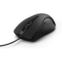 Black Hama MC-200 right-hand USB optical mouse with textured grip and scroll wheel, 1000 DPI.