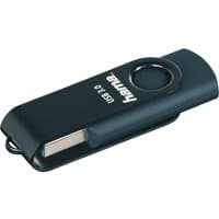 Blue Hama Rotate USB flash drive, 32 GB, USB Type-A, with swivel cover and Hama logo.