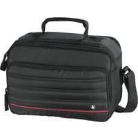 Black Hama Samara shoulder case with padded compartments, top handle, adjustable strap, and red accent line.