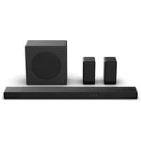 Black Hisense AX5140Q Dolby Atmos soundbar with subwoofer and two satellite speakers.