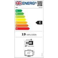 Energy label for HKC B2722F 27 Business Monitor, rated E, 19 kWh/1000h, HDR, with energy efficiency scale from A to G.
