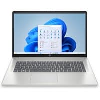 Silver HP 17.3" laptop with full HD display, AMD Ryzen 3, 8GB RAM, 512GB SSD, and Windows 11 Home.