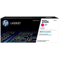 HP 212A Magenta LaserJet toner cartridge box with black and white design, HP logo, and magenta color indicator.